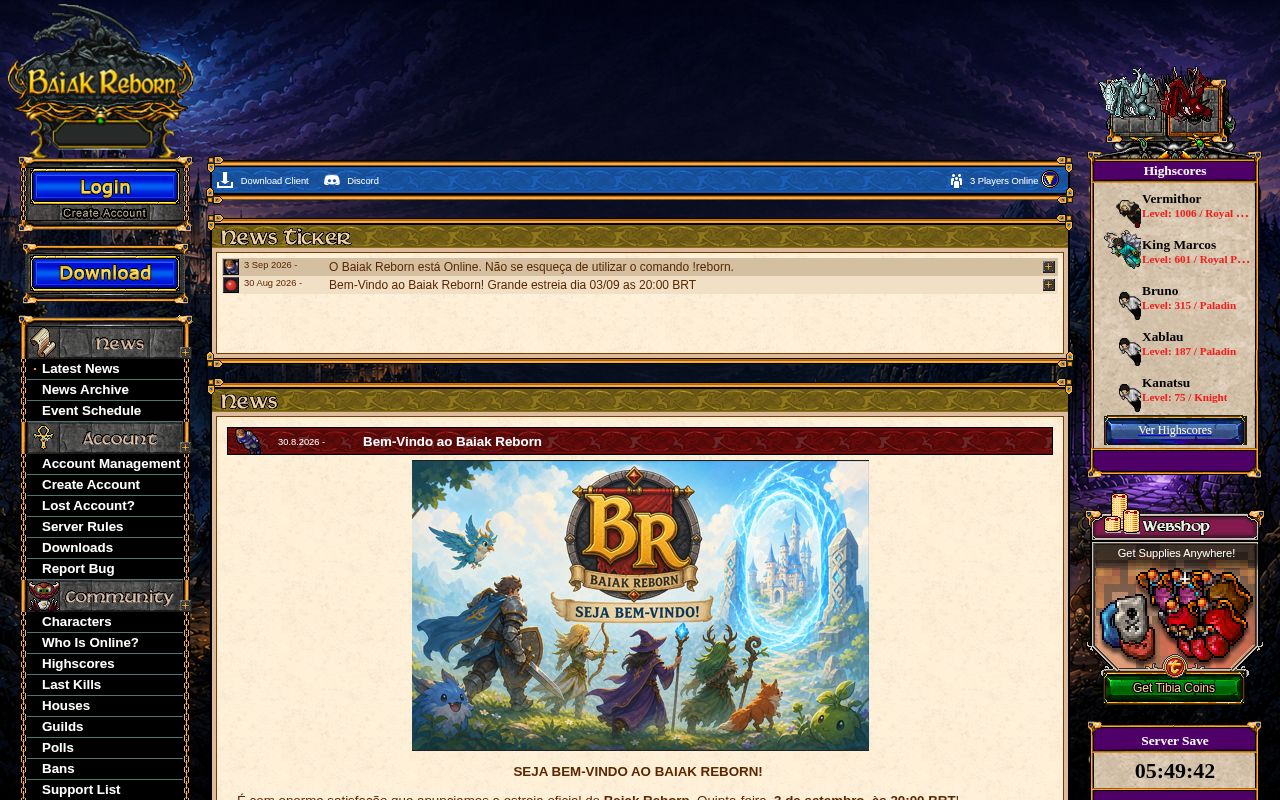 Baiak Reborn website