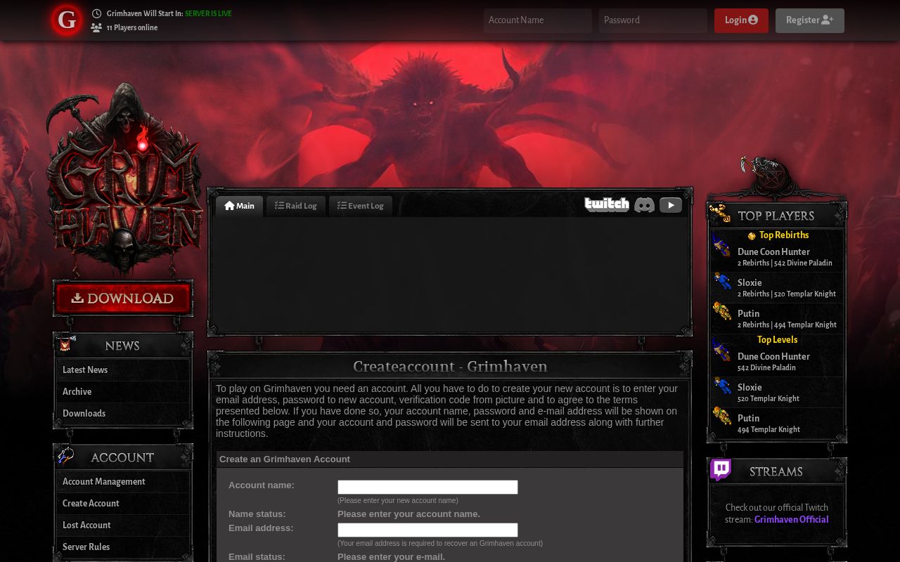 Grimhaven website