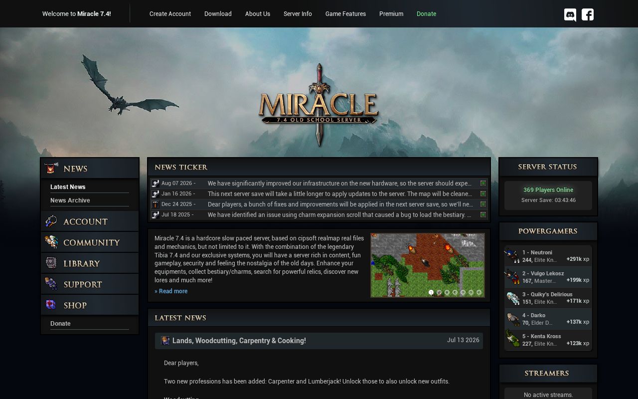 Miracle 7.4 website